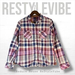 KUHL Women’s Size M Flannel Shirt Plaid Snap Front Close Long Sleeve